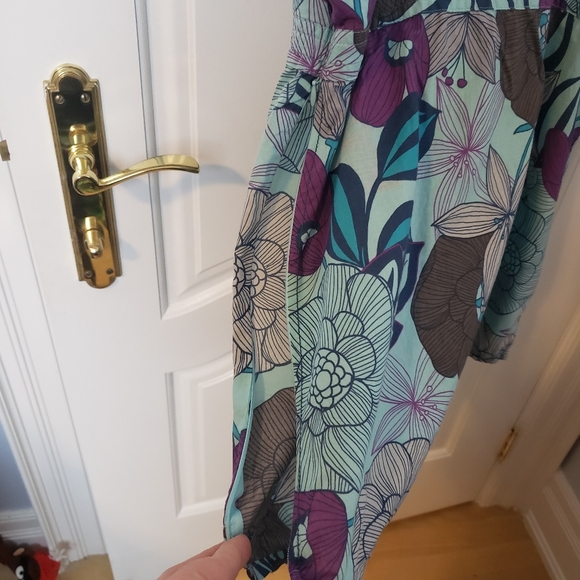 Esprit Floral Tank Top Blouse Tie Waist Crossover - Picture 5 of 8